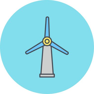 Rüzgâr türbini simgesi düz. vektör illüstrasyonu