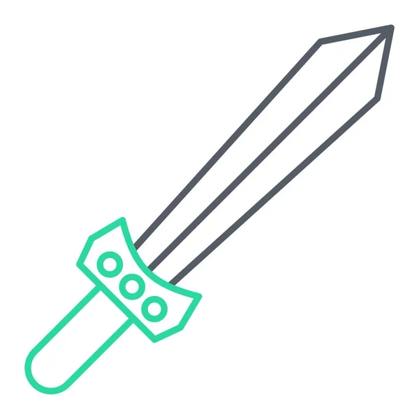 Schwert Symbol Umriss Hand Hält Dolch Vektor Illustration Isoliertes Kontursymbol — Stockvektor
