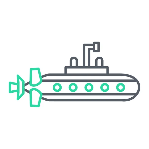 Submarine Icon Outline Style Isolated White Background Ship Symbol Vector — Stock Vector