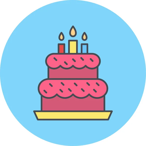 Pastel Cumpleaños Icono Vector Ilustración — Vector de stock