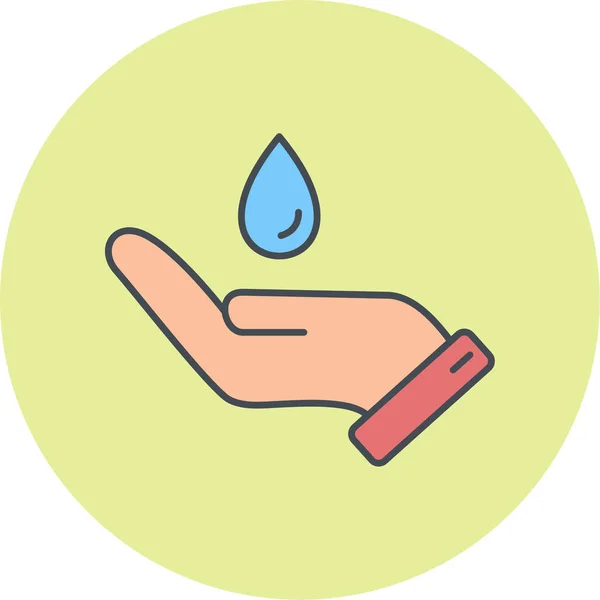 Ilustração Vetorial Mão Segurando Ícone Gota Água — Vetor de Stock