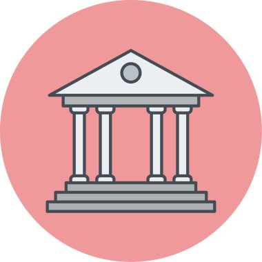Banka binası simgesi, vektör illüstrasyonu