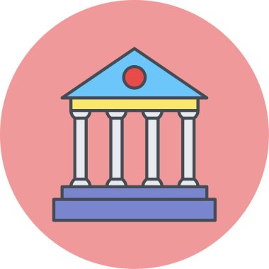 Banka binası simgesi, vektör illüstrasyonu