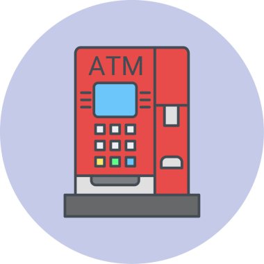 ATM 'de. Web simgesi basit illüstrasyon