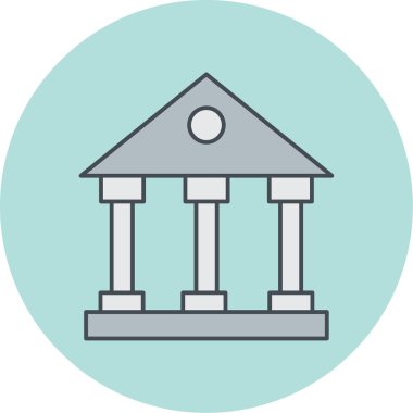 Banka binası simgesi, vektör illüstrasyonu