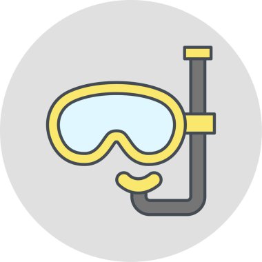 Tüplü dalış maskesi ikonu. Web için şnorkel vektör simgelerinin özet çizimi