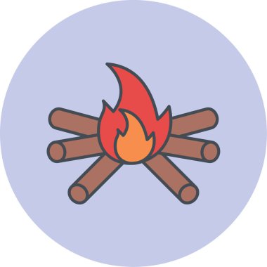 kamp ateşi ikonu vektör illüstrasyonu