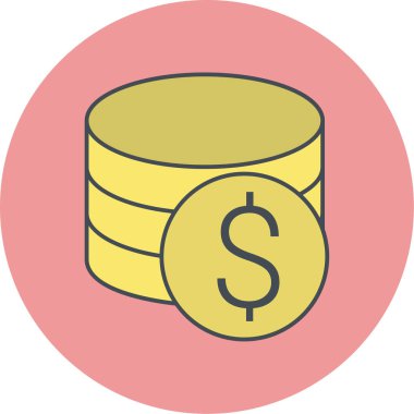 Dolar madeni para simgesinin vektör illüstrasyonu