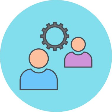 Dişli ikonlu adam. vektör illüstrasyonu