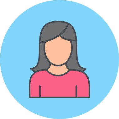 Kadın avatar ikonu. Kadın profil sembolü. düz dizayn. vektör illüstrasyonu