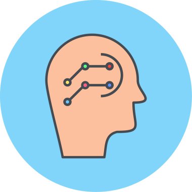 Beyin ikonu vektör illüstrasyonlu insan kafası