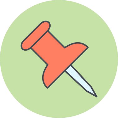 İğne simgesine bas. Web tasarımı için basit itme vektör sembolü çizimi