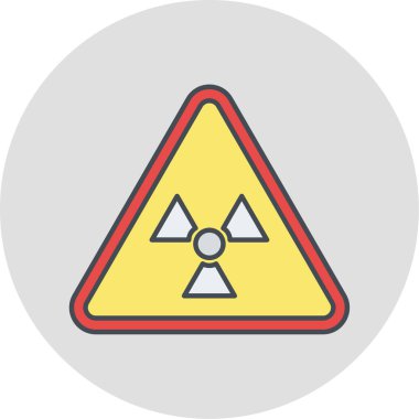 Radyasyon tehlike işareti simgesi. uyarı sembolü. Tehlike ve internet teması. vektör illüstrasyonu