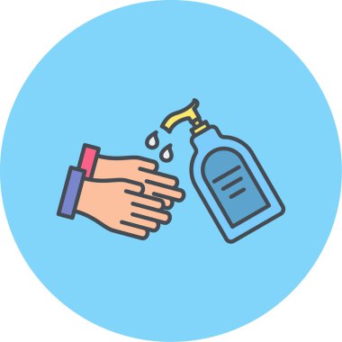 El ele tutuşan bir şişe su ikonu. vektör illüstrasyonu