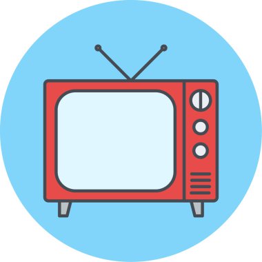 Televizyon ikonu. Web için televizyon vektör simgelerinin düz çizimi