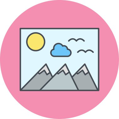 Bir manzara resminin vektör illüstrasyonu