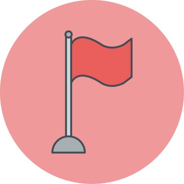 Beyaz arkaplan vektör illüstrasyonunda izole edilmiş daire içindeki bayrak simgesi