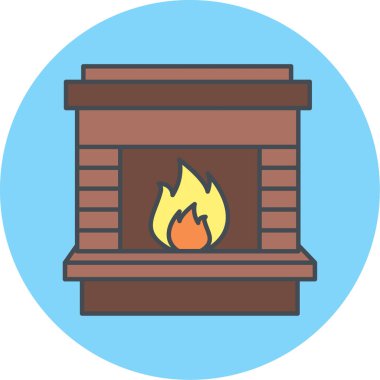 Şömine. Web simgesi basit illüstrasyon