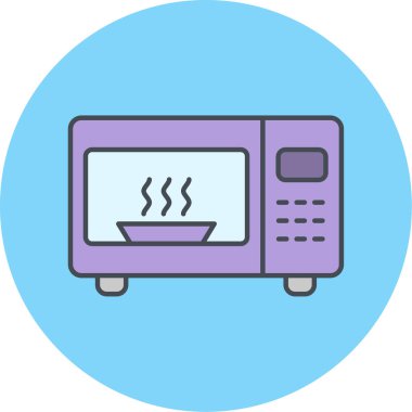 Moda Biçimli Mikrodalga Fırın Simgesi İzole Arkaplan