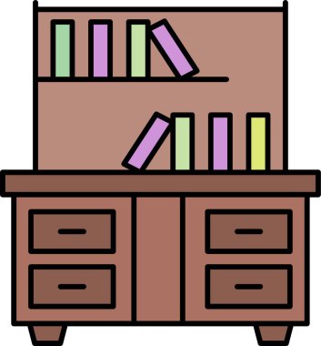 Kitaplık. Web simgesi basit illüstrasyon