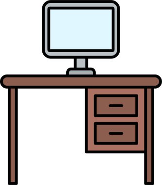 Bilgisayar masada. Web simgesi basit illüstrasyon