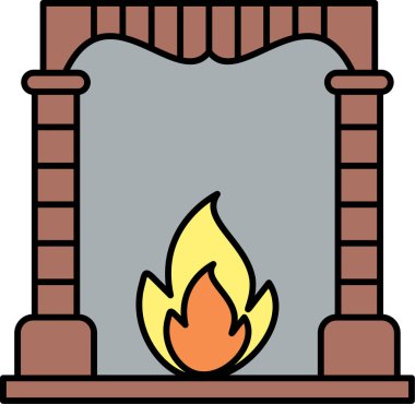 Şömine. Web simgesi basit illüstrasyon