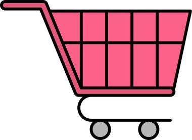 Alışveriş arabası ikonu. Web tasarımı için süpermarket troleybüs vektör simgelerinin basit çizimi