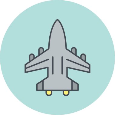 Askeri uçak. Web simgesi basit illüstrasyon