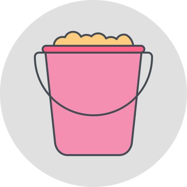 Kova ikonu. Web için temizlik ekipmanı vektör simgelerinin basit çizimi