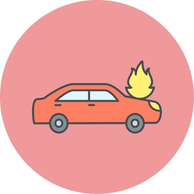 Araba kazası ikonu. Web için otomatik araç vektör sembolü ve bonus simgelerinin basit illüstrasyonu