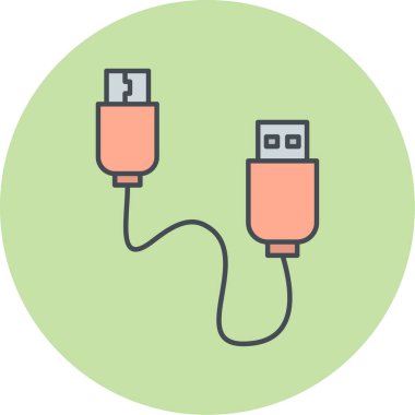 Usb Kablo simgesi, vektör illüstrasyonu
