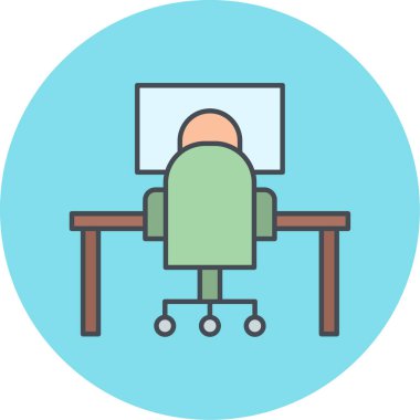 Masalı ve simge satırlı dizüstü bilgisayarın düz vektör çizimi