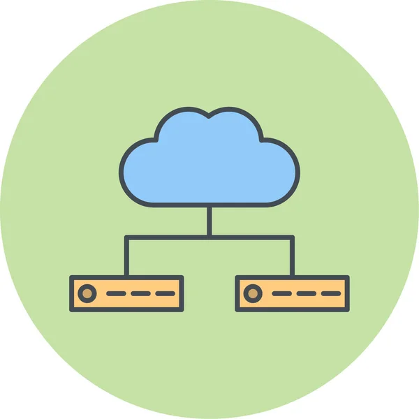 Ikona Sieci Chmurowej Ilustracja Wektora — Wektor stockowy