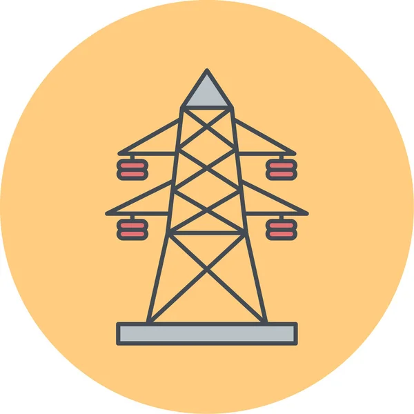Ilustrace Izolované Čáry Ikony Elektrárny — Stockový vektor