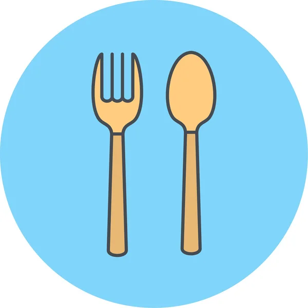 白色背景上的叉子和勺子图标 — 图库矢量图片
