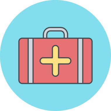 İlk yardım çantası simgesi. Web için basit tıbbi acil durum çanta vektör simgeleri çizimi