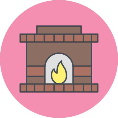 Şömine. Web simgesi basit illüstrasyon