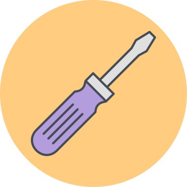 beyaz arkaplanda izole edilmiş tornavida simgesi vektörü Web ve mobil uygulama tasarımı, onarım logosu konsepti