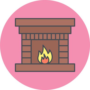 Şömine. Web simgesi basit illüstrasyon