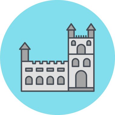 Beyaz arkaplanda izole edilmiş düz bir kale simgesi. seyahat sembolü çizimi