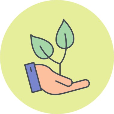 El ele tutuşan eko bitki ikonu vektör illüstrasyonu