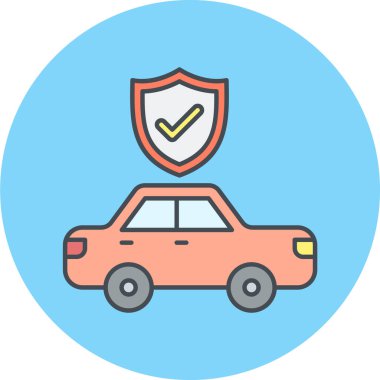 Araba sigortası ikonu. Web için basit taksi aracı vektör simgeleri çizimi