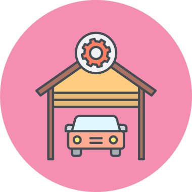 araba garajı ikonu vektör illüstrasyonu