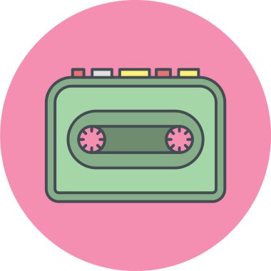 kaset ikonu. Web tasarımı için müzik kaydı vektör simgelerinin basit illüstrasyonu