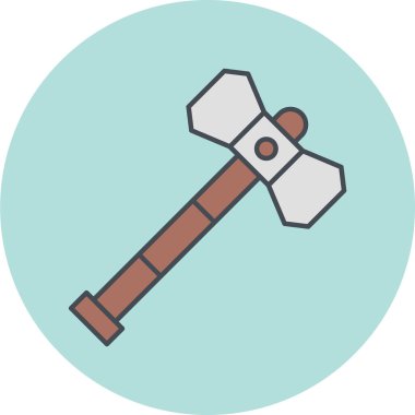 Çekiç simgesi vektörü web ve mobil uygulama tasarımınız için beyaz arkaplanda izole edildi, balta logosu kavramı