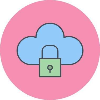 bulut güvenlik simgesi, vektör çizim