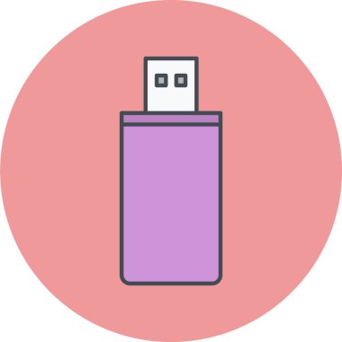 USB flash disk simgesi. Web tasarımı için basit bir bilgisayar vektör çipi çizimi