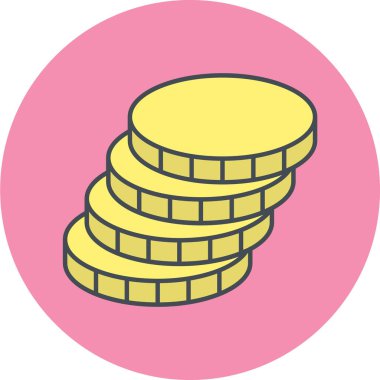 Madeni para yığını ikonu. Web tasarımı için sikkelerin düz çizimi