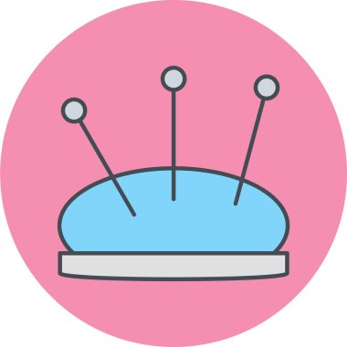 Mavi dikiş iğnesi simgesi beyaz arkaplanda izole edilmiş. İplik makarası. İplik kutusu. Renkli taslak konsepti. vektör