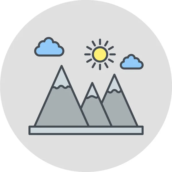 Mountain Icon Flat Style Vector Illustration — стоковый вектор